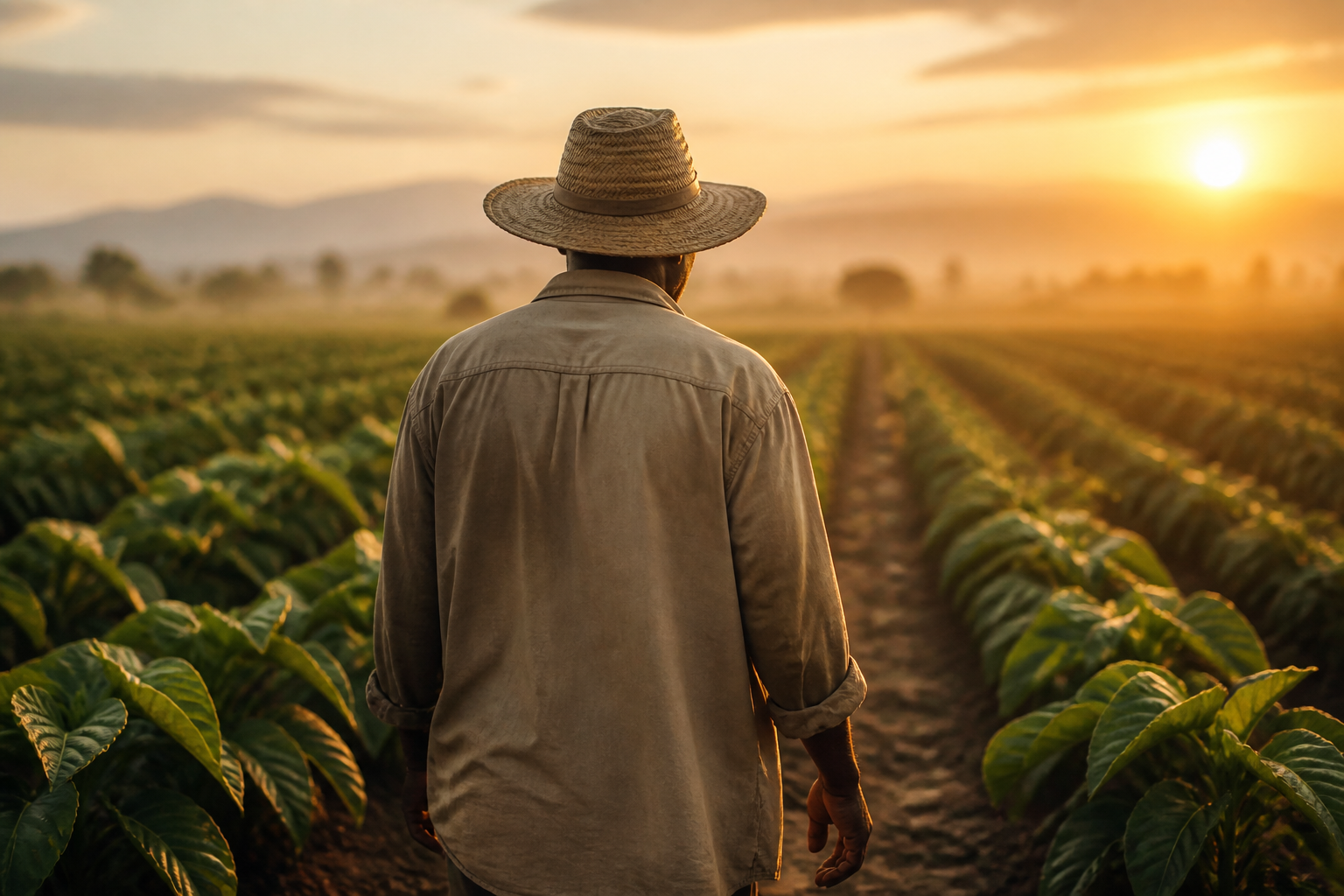AI-generated farmer in a crop field